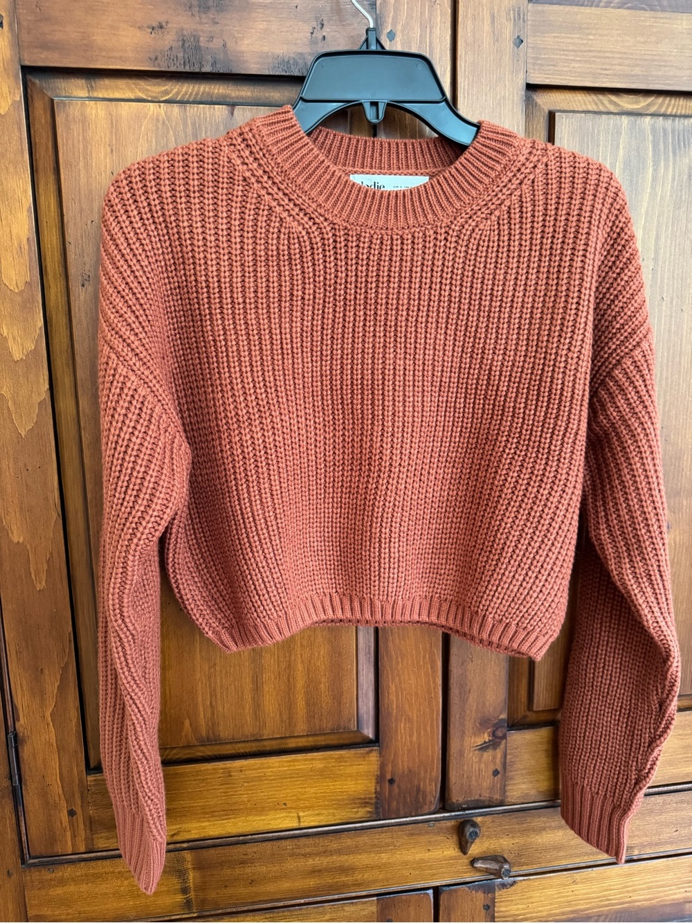 Elodie Nordstrom Size Small Rust Chunky Knit Cropped Crewneck Sweater. NWT